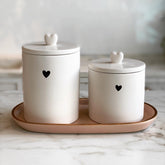 Pote Decorativo de Cerâmica Heart Coração Branco 12cm - Ela Decora